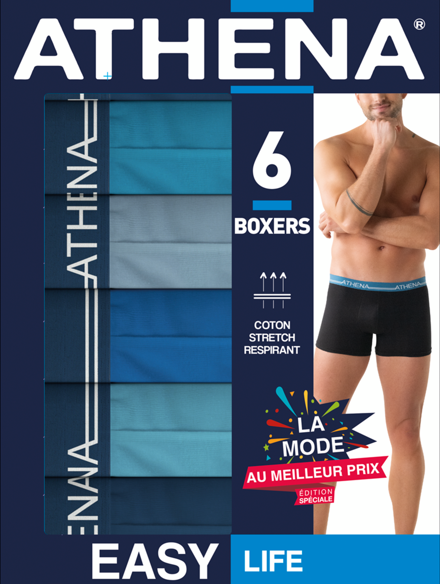LOT DE 6 BOXERS HOMME