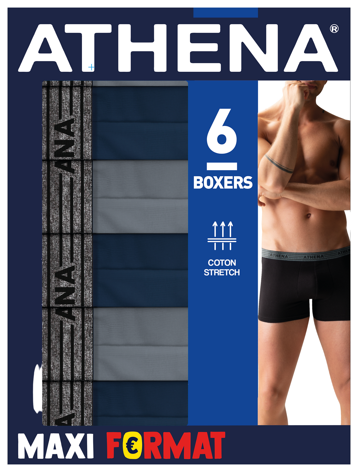  LOT DE 6 BOXERS HOMME ATHENA code EAN 3106431231734 