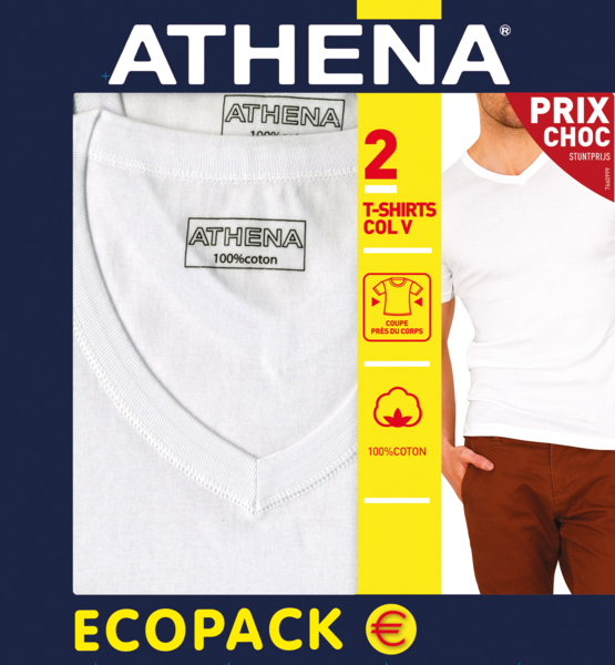 ATHENA T-shirts col V homme "Eco pack" code EAN 3106437758341 