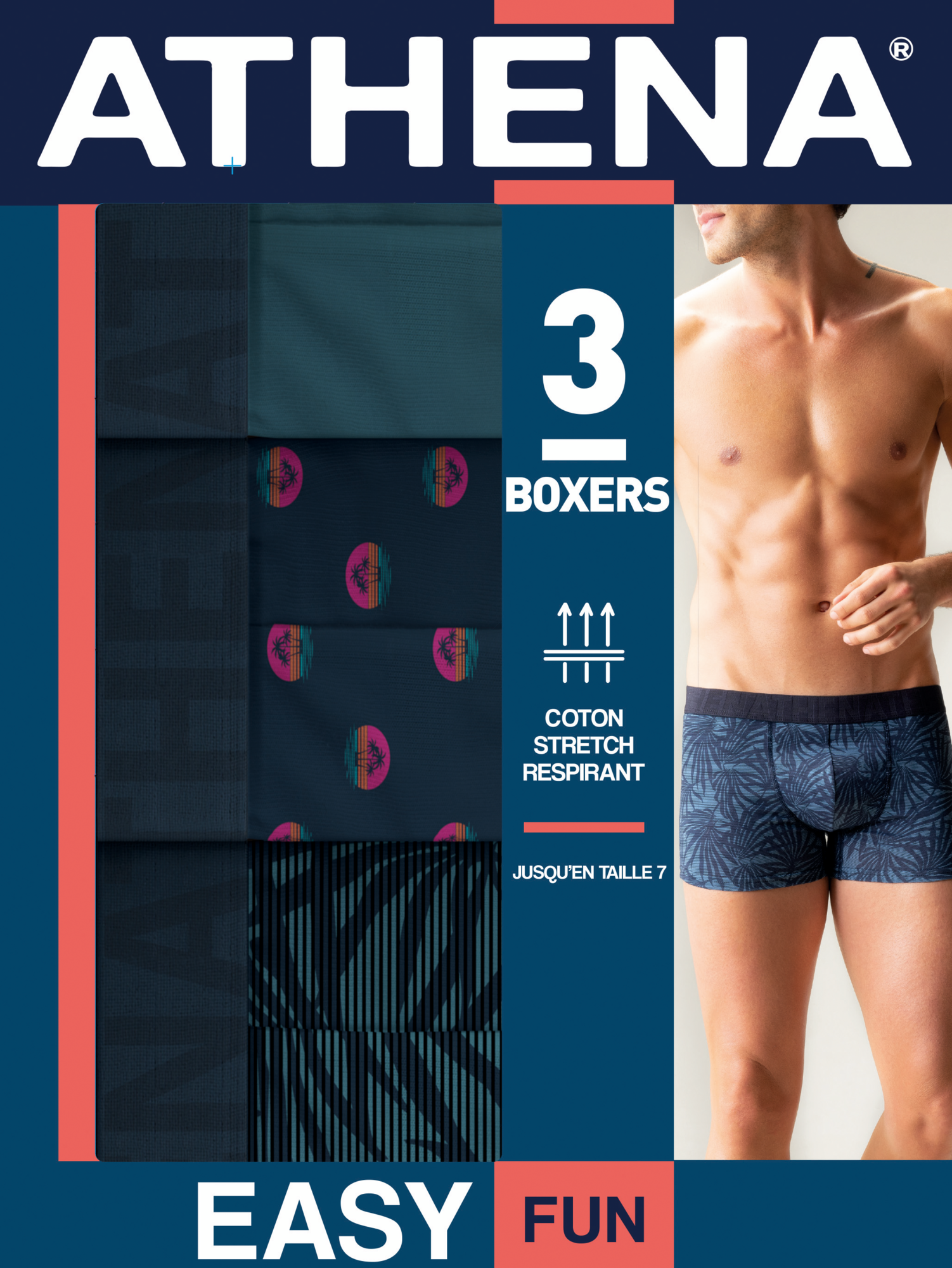 LOT DE 3 BOXERS HOMME