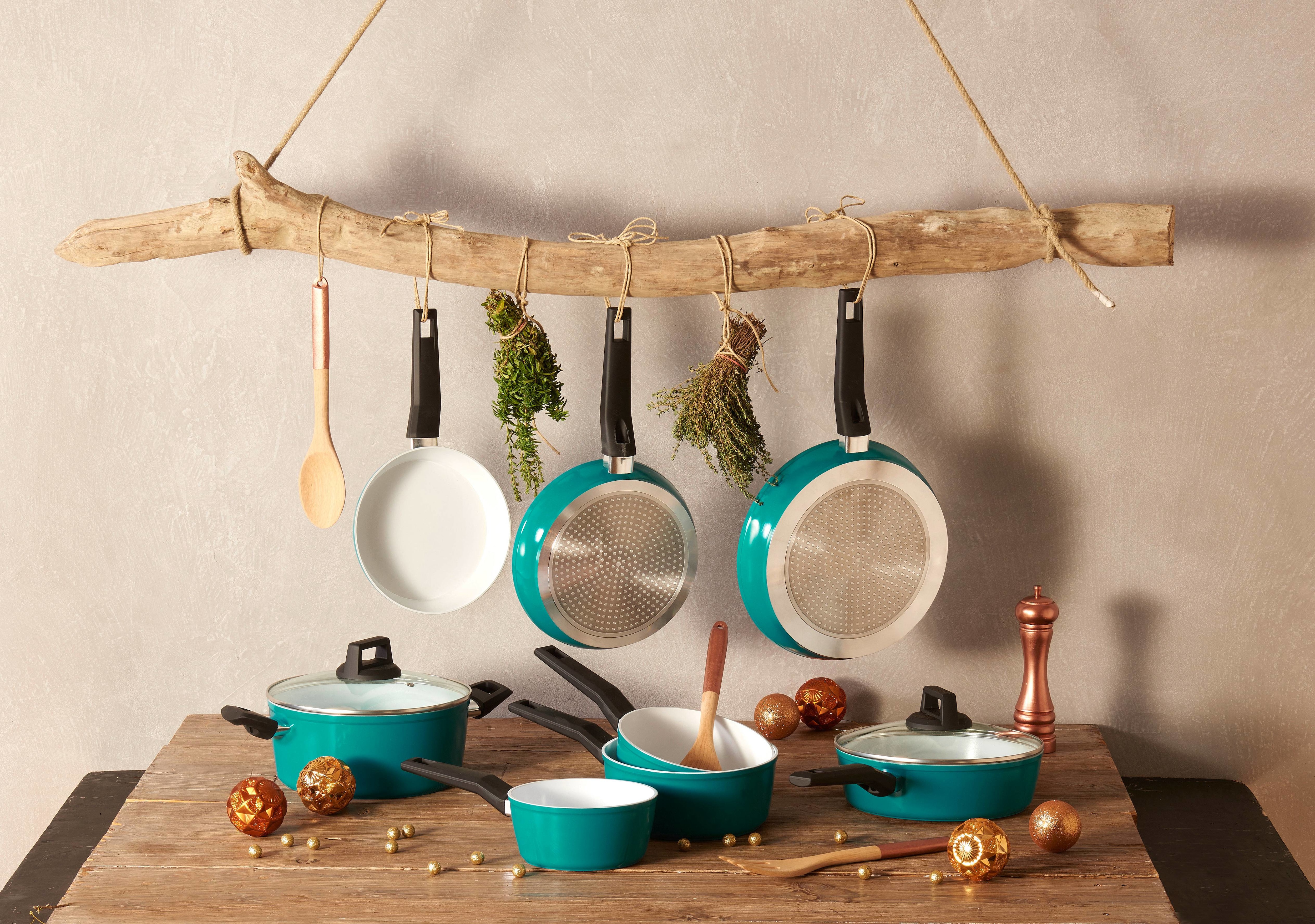 Lot de 3 poêles vert émeraude