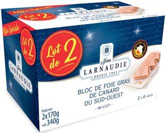  BLOC DE FOIE GRAS DE CANARD IGP*** SUD OUEST  “LARNAUDIE” code EAN 3113010149434 