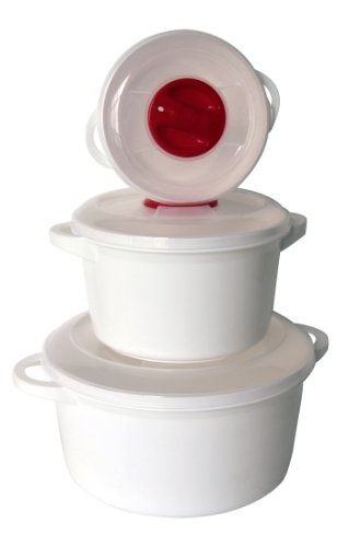 Pls1043-00 lot de 3 cocottes hautes micro ondes...