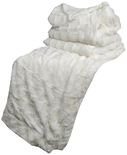 Ourson Couvre-Lit FAUSSE FOURRURE -  épais et moelleux - motif damier - 100% POLYESTER - OURSON - Blanc A0 - 230 x 210 code EAN 3120655084136 