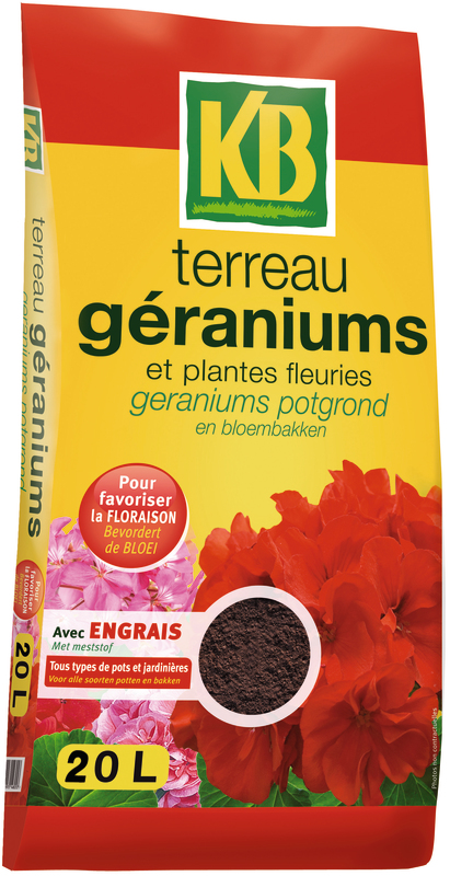 TERREAU PLANTES FLEURIES ET GÉRANIUMS UAB 20L KB
