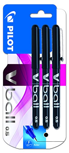 Pilot V-ball 05 blister de 3 stylos à bille roulante à encre liquide pointe fine noir code EAN 3131910214366 