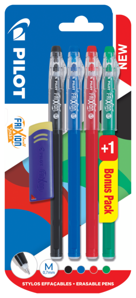 PILOT 4 FRIXION BALL STICK + 1 GOMME FRIXION 
PILOT code EAN 3131910425489 