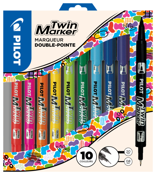 POCHETTE 10 TWIN MARKER ASSORTIS 
PILOT