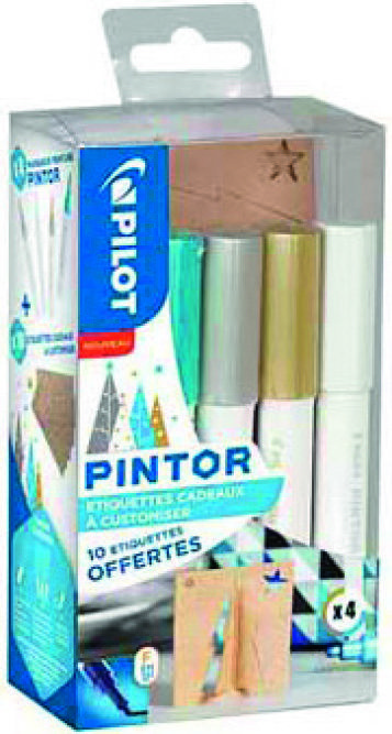 4 MARQUEURS PINTOR AVEC ÉTIQUETTES CADEAUX