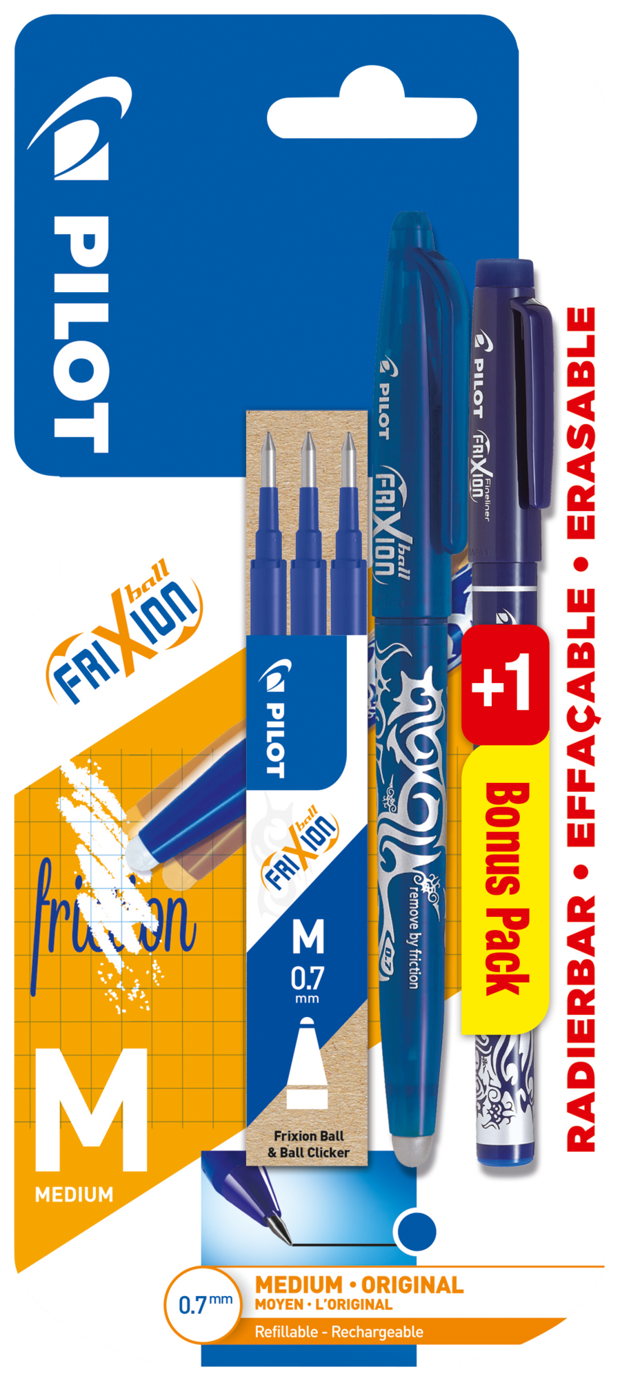 PILOT 1 roller "Frixion ball" + 3 recharges + 1 feutre d'Écriture "Frixion Fineliner" code EAN 3131910554677 