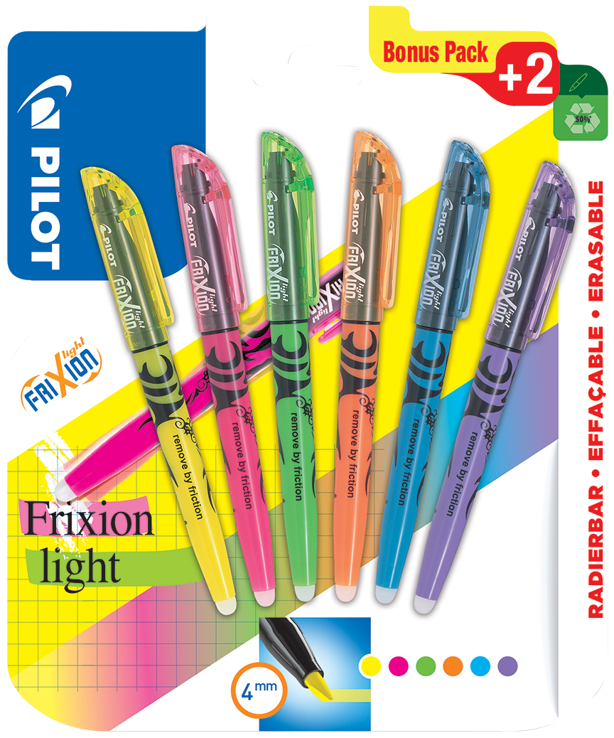 “PILOT” 6 SURLIGNEURS EFFAÇABLES FRIXION LIGHT code EAN 3131910576426 