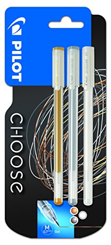 Pen choose lot de 3 stylo gel or/argent/blanc