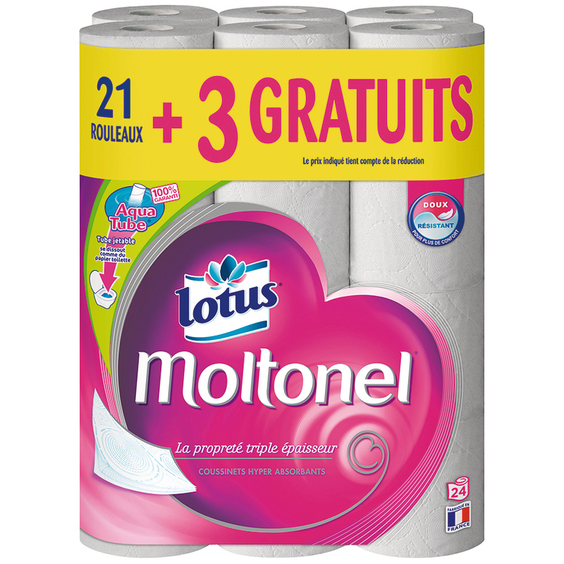 LOTUS MOLTONEL PAPIER HYGIÉNIQUE AQUATUBE UNI LOTUS MOLTONEL code EAN 3133200094221 