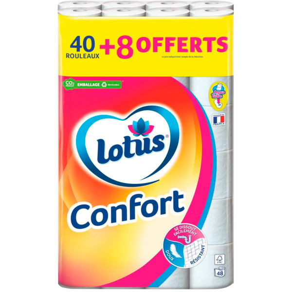  Papier Toilette Confort Blanc Aquatube Lotus code EAN 3133200094740 