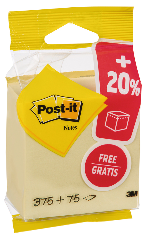 CUBE ÉCO DE 450 NOTES REPOSITIONNABLES JAUNE PA...