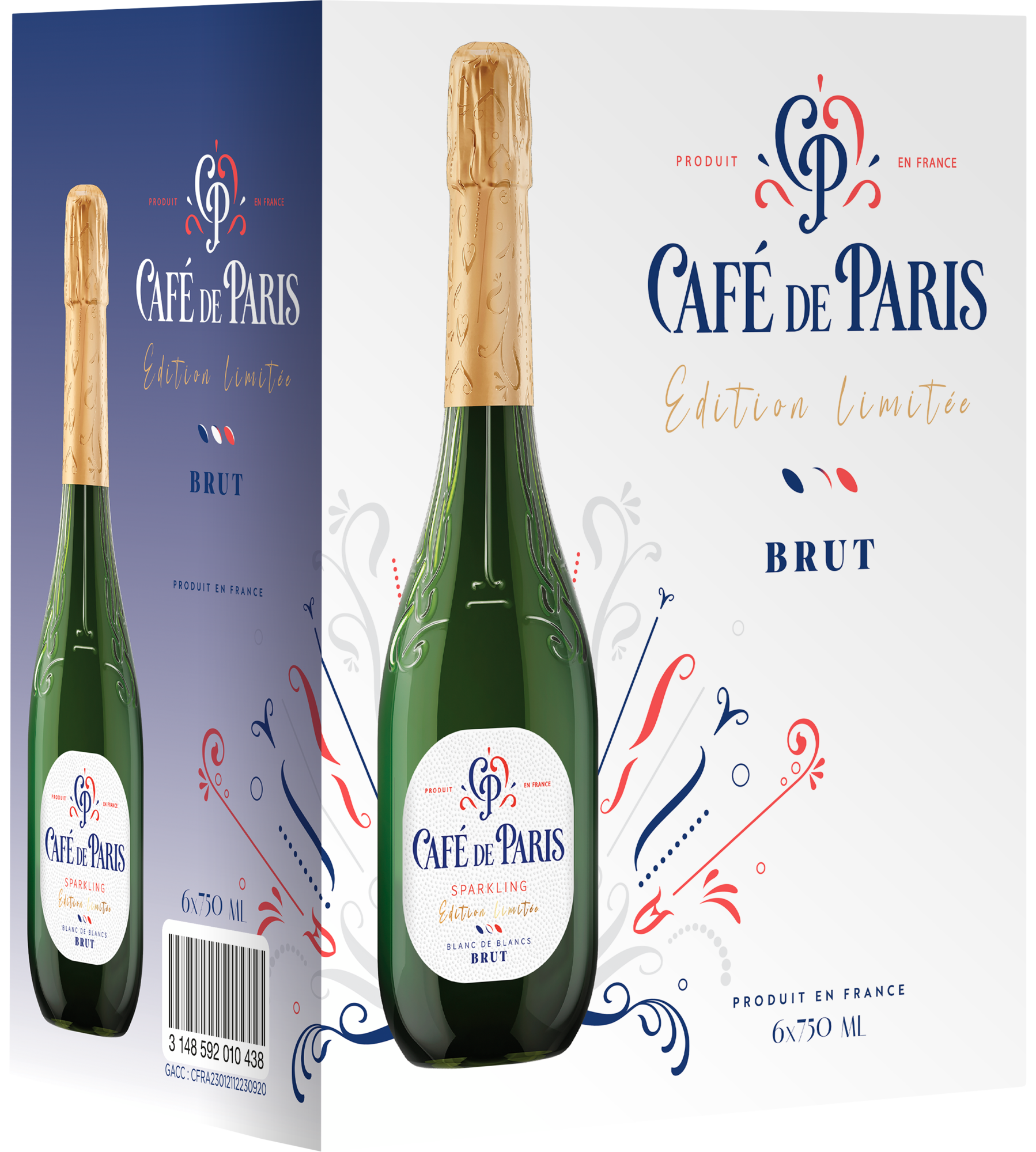 CAFE DE PARIS VIN BLANC MOUSSEUX BLANC DE BLANC BRUT
 code EAN 3148592019240 