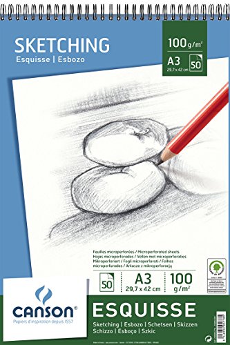 Canson Album esquisse 50 feuilles papier à dessin 100 g a3 blanc code EAN 3148950057785 