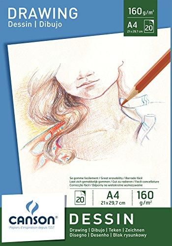 Bloc 20 feuilles papier à dessin 160 g - a4 bla...