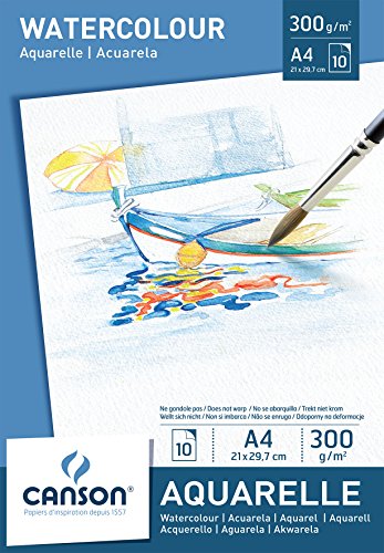 Bloc 10 feuilles papier aquarelle 300 g a4 blanc