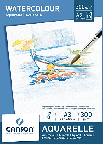 Bloc 10 feuilles papier aquarelle 300 g a3 blanc
