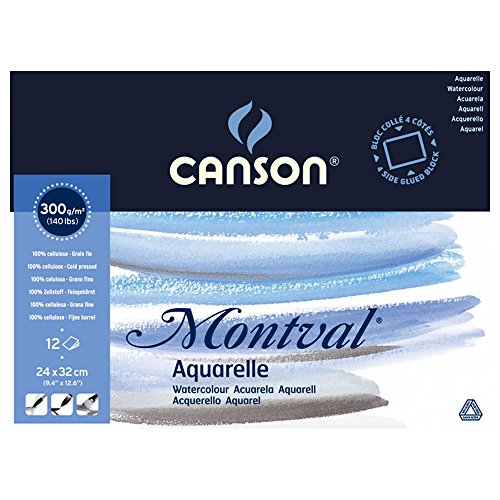 Montval bloc aquarelle 12 feuilles 300g/m² grai...