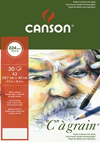 'c à grain' bloc papier à dessin 30 feuilles 224 g grain fin a3 blanc naturel 3148950103987 Canson 'c à grain' bloc papier à dessin 30 feuilles 224 g grain fin a3 blanc naturel 3148950103987 Canson