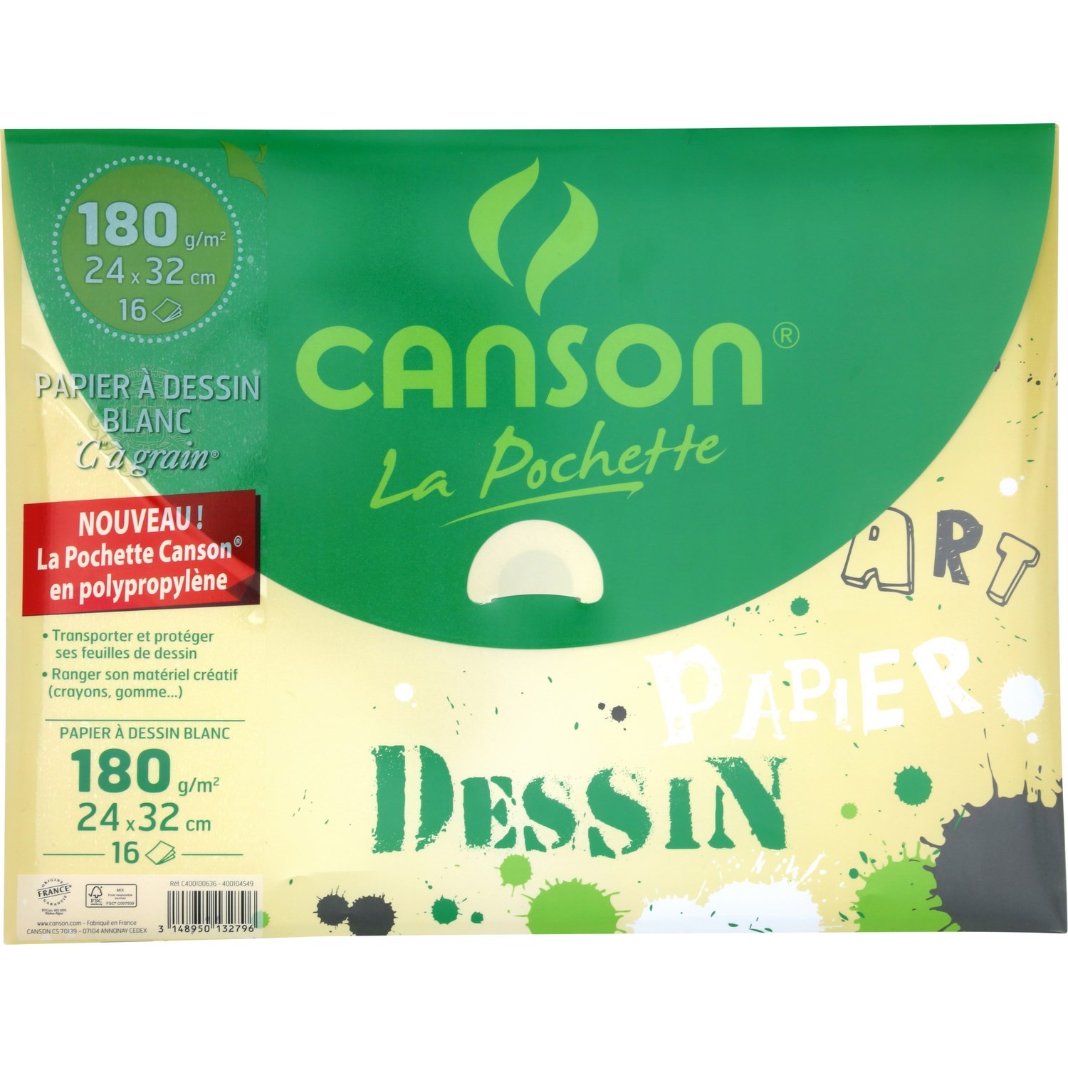 Papier à dessin blanc 'C' à grain CANSON