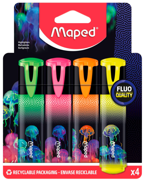 4 SURLIGNEURS DEEPSEA PARADISE CARDBOARD MAPED