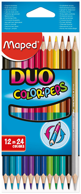 12 CRAYONS DE COULEUR COLOR'PEPS DUO MAPED