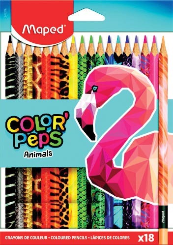 18 CRAYONS DE COULEUR ANIMALS “COLOR’PEPS”