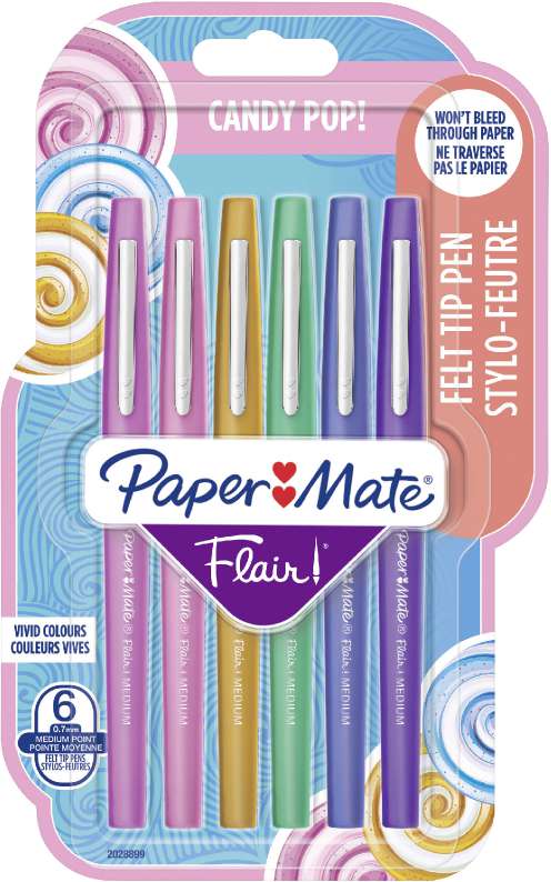 Paper Mate 6 FEUTRES D’ÉCRITURE FLAIR “CANDY POP” Paper Mate code EAN 3154148974055 