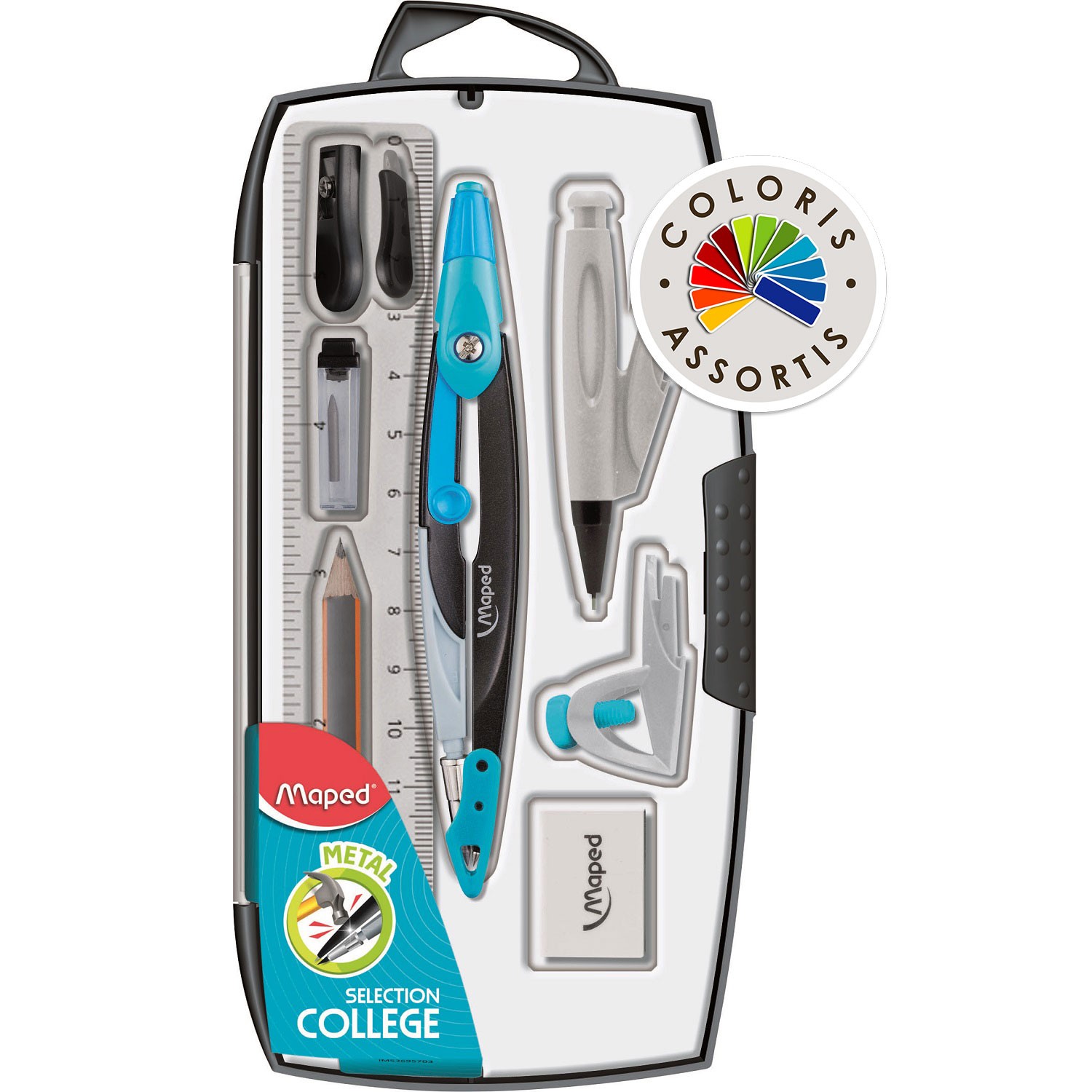 Compas et règle plastique 15 cm MAPED