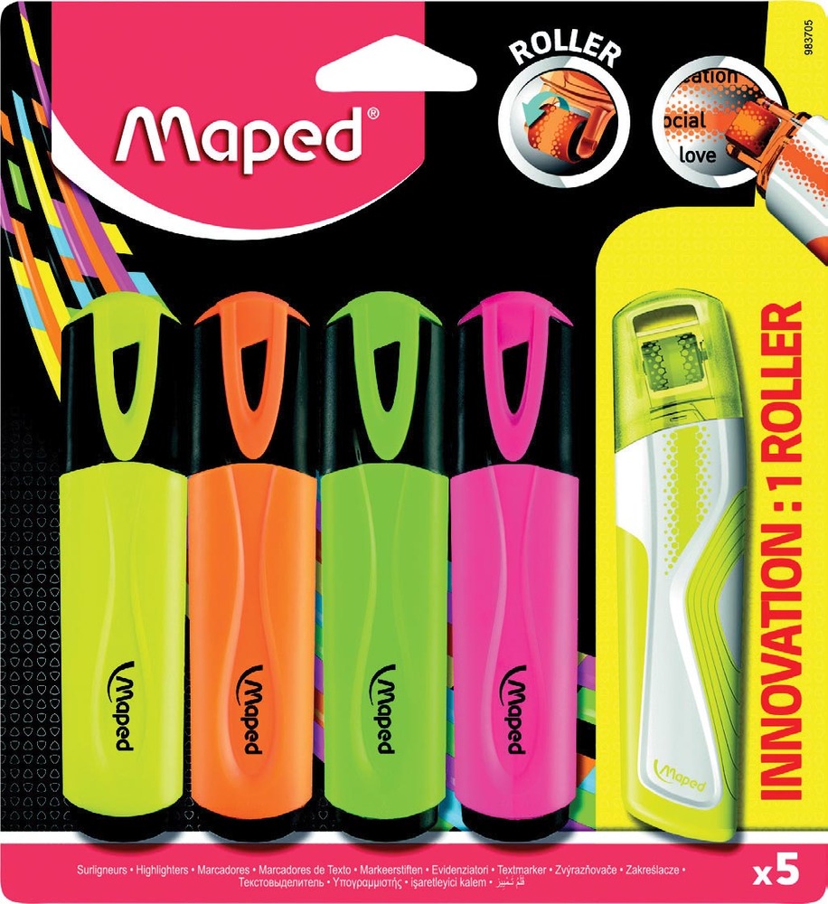 4 SURLIGNEURS + 1 SURLIGNEUR ROLLER