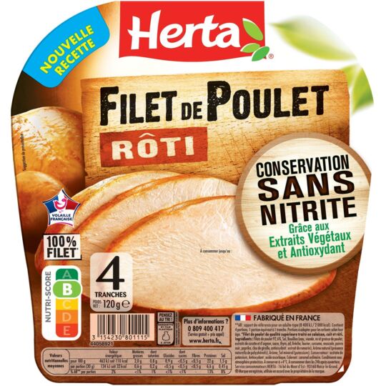 Blanc de poulet rôti Le Bon Poulet HERTA 3154230801115 