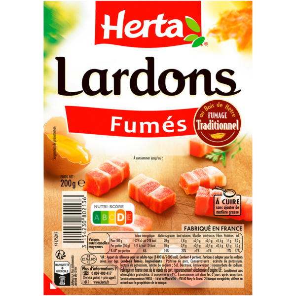  Lardons Herta code EAN 3154230802136 