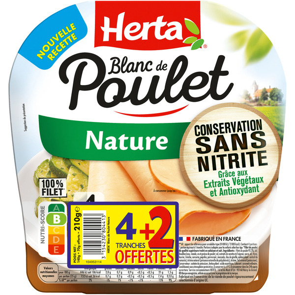 Blanc de poulet
Conservation sans nitrite