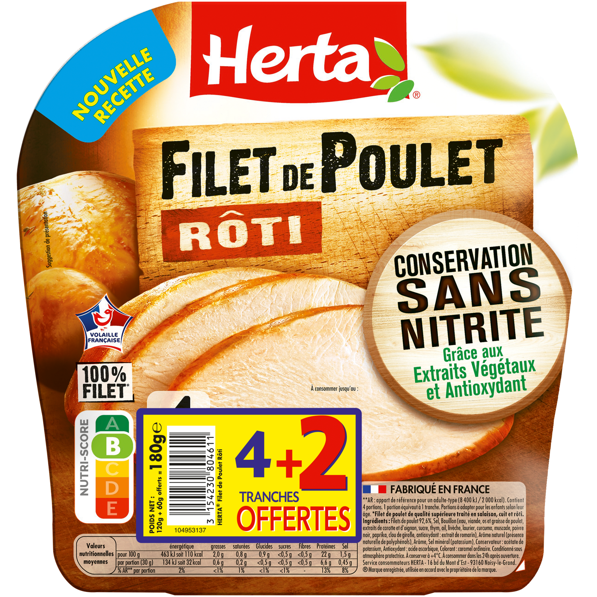 Filet de poulet Rôti sans nitrite