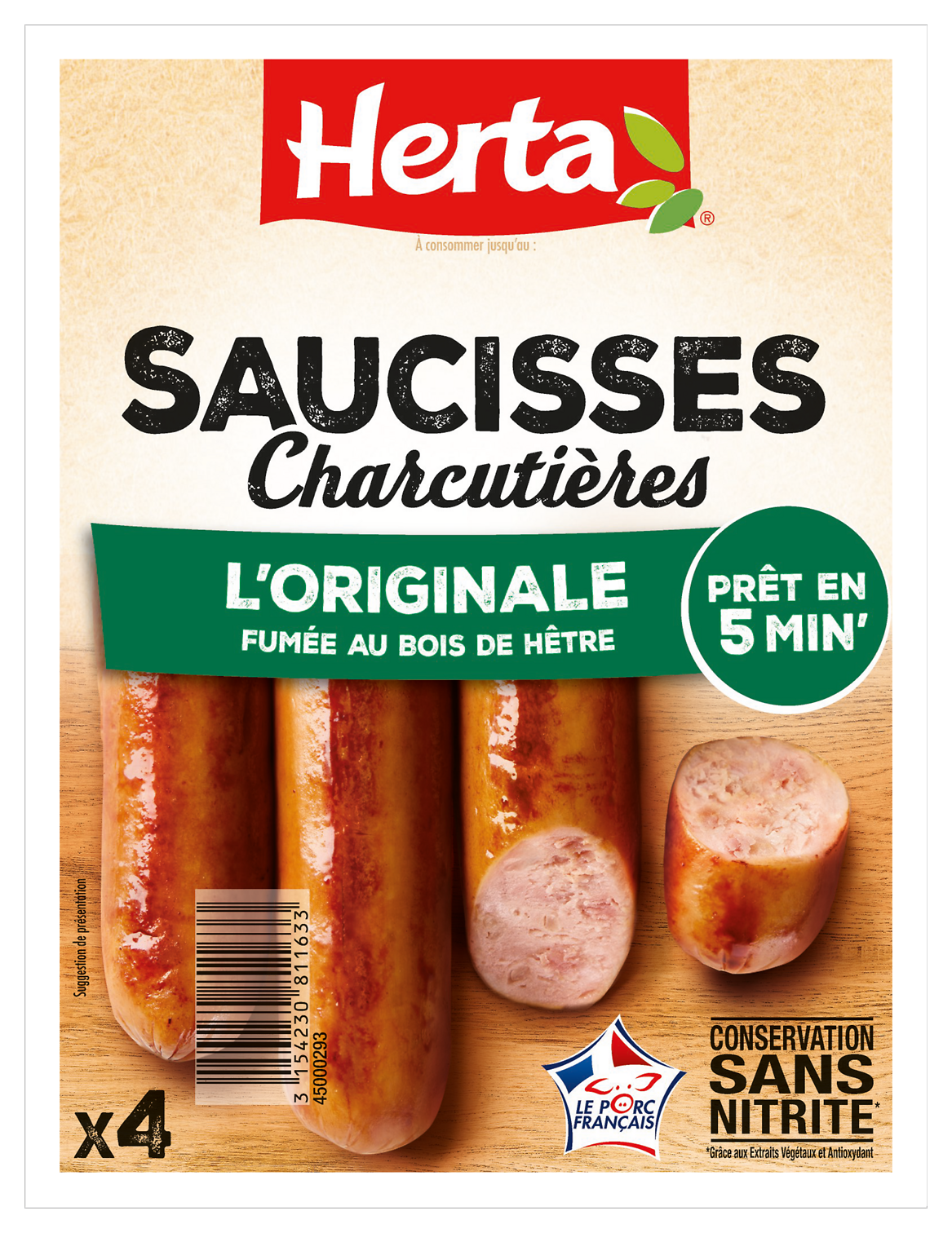  SAUCISSES CHARCUTIERES HERTA code EAN 3154230811633 