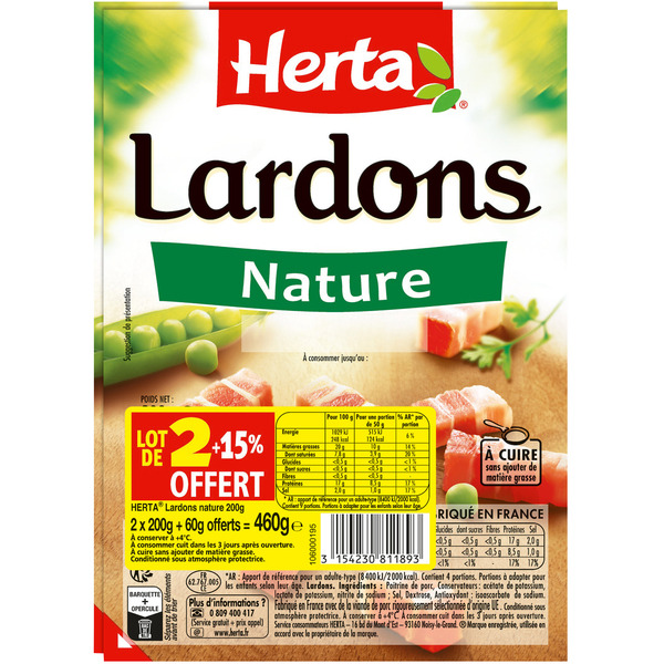 HERTA Lardons code EAN 3154230811893 