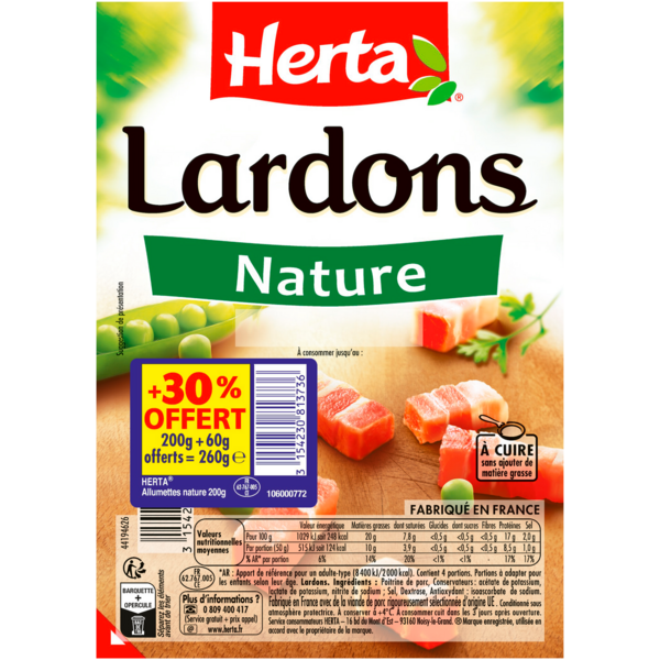 HERTA Lardons code EAN 3154230813798 