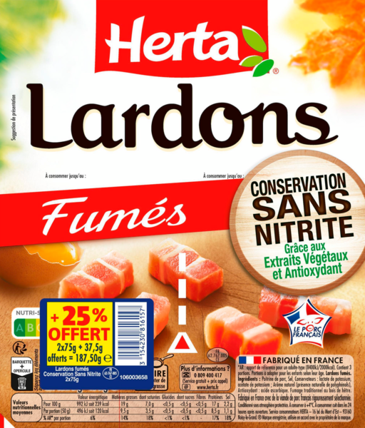 HERTA Lardons Fumés Conservation Sans Nitrite Herta code EAN 3154230816157 