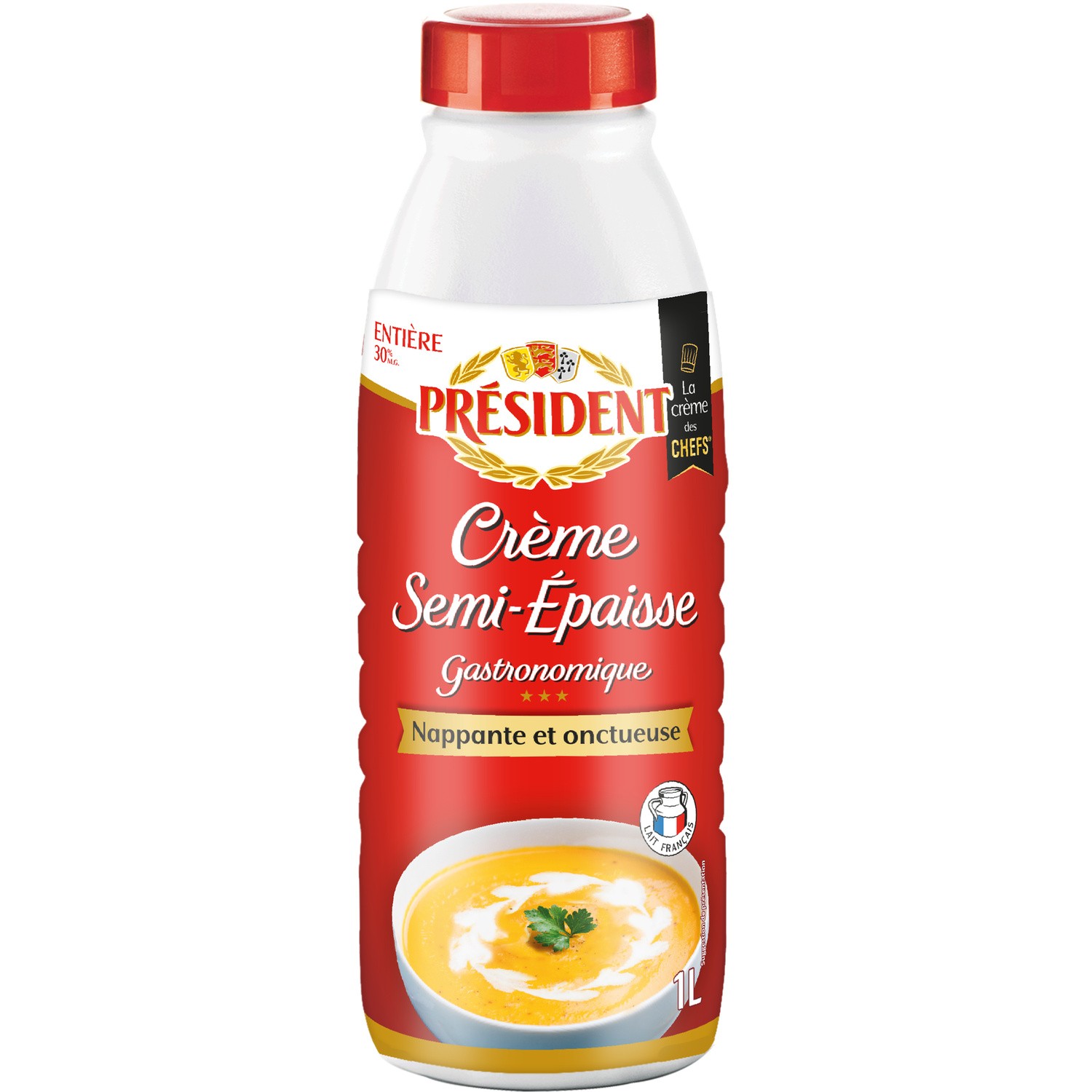 PRESIDENT Crème entière semi-épaisse 30% MG PRESIDENT code EAN 3155250361429 