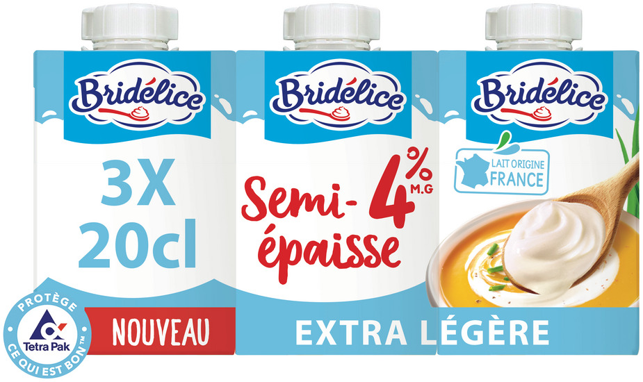  CREME SEMI-EPAISSE EXTRA LEGERE 4% BRIDELICE code EAN 3155253009885 