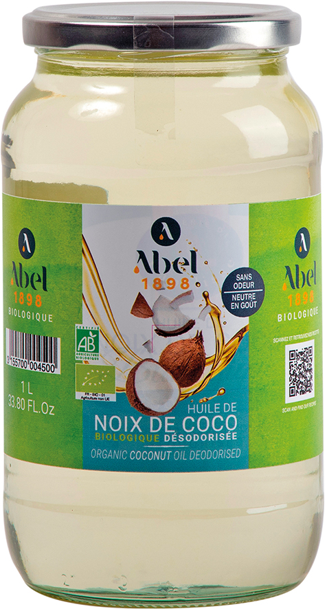 ABEL 1898 HUILE DE NOIX DE COCO DÉSODORISÉE BIO code EAN 3155700004500 