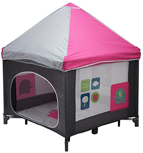 BAMBISOL Parc Pliant Cabane Fuchsia/Gris