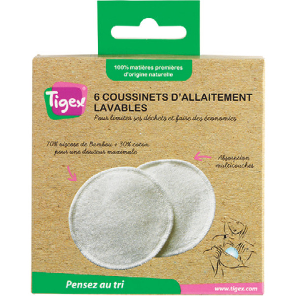 6 COUSSINETS ALLAITEMENT LAVABLES EN BAMBOU 
