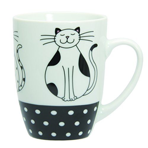Tasses chatouille porcelaine noir/blanc 35 cl