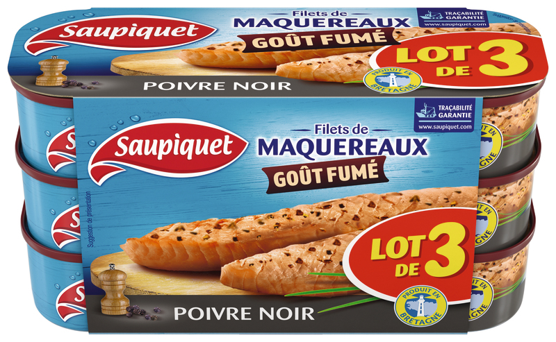 FILETS DE MAQUEREAUX GOÛT FUMÉ POIVRE NOIR saup...