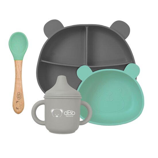 dBb Remond Set repas en silicone Gris nuancé mint 3167672170107 dBb Remond Set repas en silicone Gris nuancé mint 3167672170107
