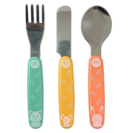 dBb Remond Mes 3 premiers couverts en inox Jaune - Orange - Mint 3167672188102 dBb Remond Mes 3 premiers couverts en inox Jaune - Orange - Mint 3167672188102